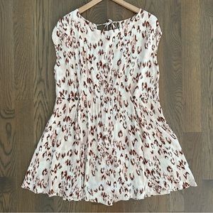 Free People Fake Love Leopard Cheetah Mini Dress in Cream, Pink, and Rust Small